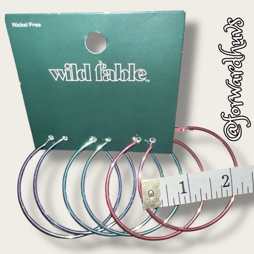 Bundle Sale 3 for $15 | Wild Fable Blue, Green & Pink Hoop Trio Earrings